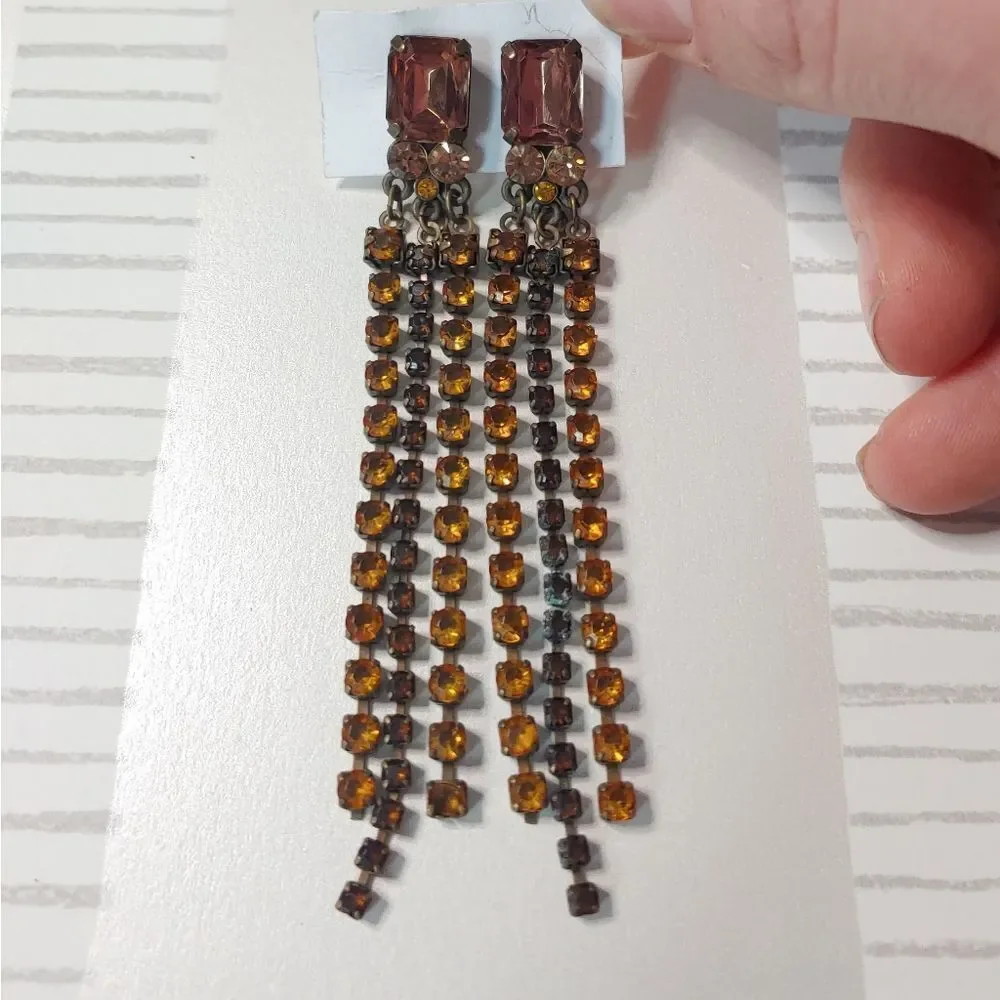 Vintage 90s Topaz & Citrus Rhinestone Earrings